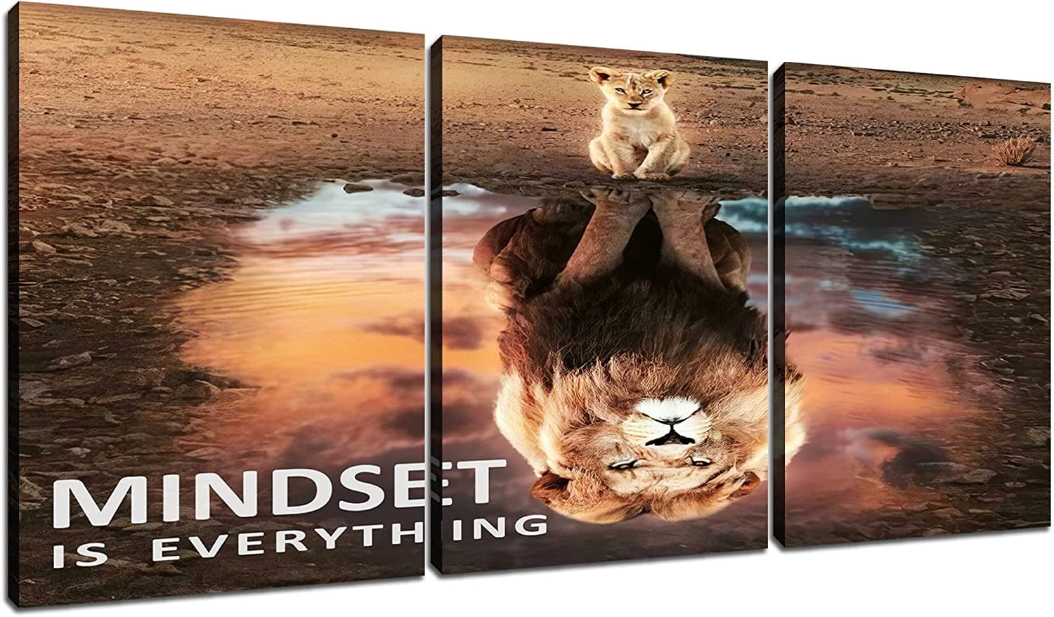Mindset is Everything Wall Art Lion Inspirational Canvas Wall Art ...