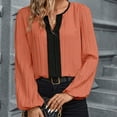 thumbnail image 6 of ZyeKqe Blouses for Women Dressy Casual Long Sleeve Work Shirts Casual V Neck Loose Office Top, 6 of 8