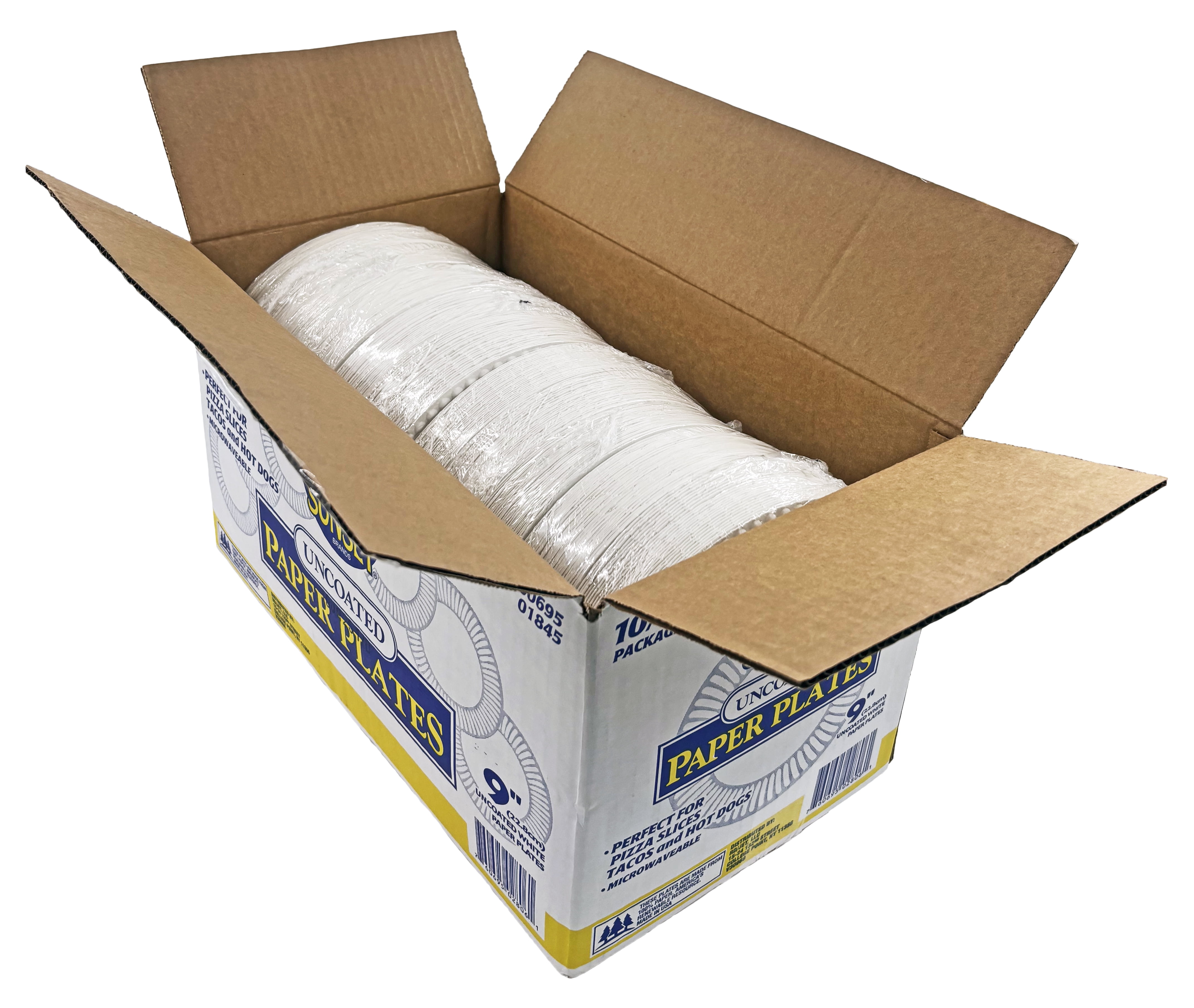 Sunset Uncoated 9 Inch White Paper Plates 1000 Count