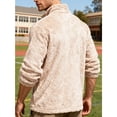 thumbnail image 4 of Men's Stand-up Collar Fleece Jacket with Solid Color Design, Loose Zipper Long-sleeve Style for Casual Outings, Winter Layering, and Holiday Events,Khaki,XL, 4 of 5