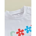 thumbnail image 6 of Musuos Baby Girl Casual Summer Outfit 3 6 12 18 24Months LetterFlower Print Short Sleeve Round Neck T-Shirt with Shorts 2Pcs Outfit, 6 of 10