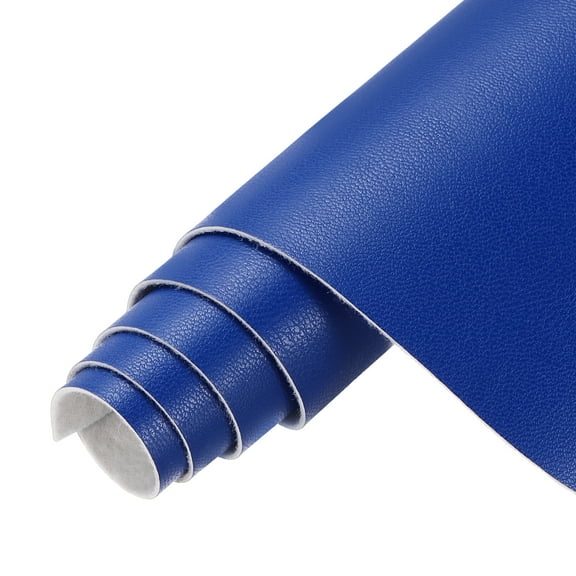 Uxcell Leather Sheets, 12x36 Inch (30x91cm) Smooth Solid PU Leather Fabric Roll, Dark Blue/White
