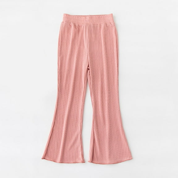 Delliss Girl's Flare Pants Yoga Pants for Kids Solid Color Causal Wide Leg Trousers