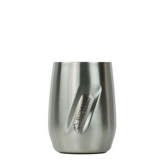 EcoVessel PORT Wine Tumbler with Lid - Silver Express Brushed 10 oz