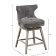 thumbnail image 5 of 360 Degree Rotating Counter Stool, Charcoal Seat, Solid Wood Legs, No Auto Return, Assembly Required Swivel Seat In - & Plywood Frame, Silver Trim, 5 of 5