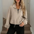 thumbnail image 5 of HAiming Womens Cropped Jacket Zip up Bottom Drawstring Casual Long Sleeve Solid Color Athletic Coats, 5 of 7