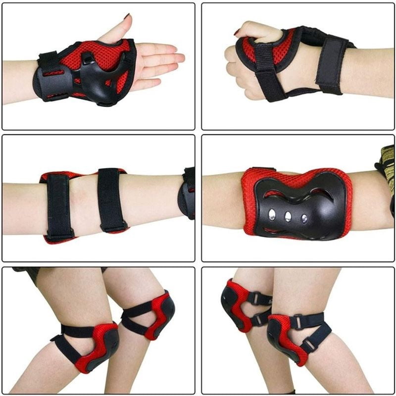 Kids Helmet Knee Elbow Pads Wrist Guard Sport Protective Gear Scooter Skateboard Skate Cycling Safety Set Boy Girl 4-12 Years