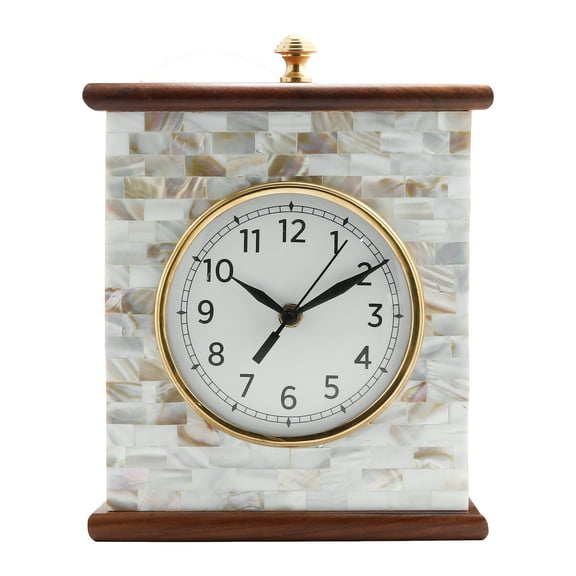 Mother of Pearl Table Clock for Home Decor (8x9in)