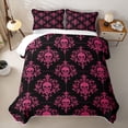 thumbnail image 2 of Homewish Halloween Sugar Skull Quilt King,Hot Pink Damask King Coverlet Set,3 Pieces, 2 of 7