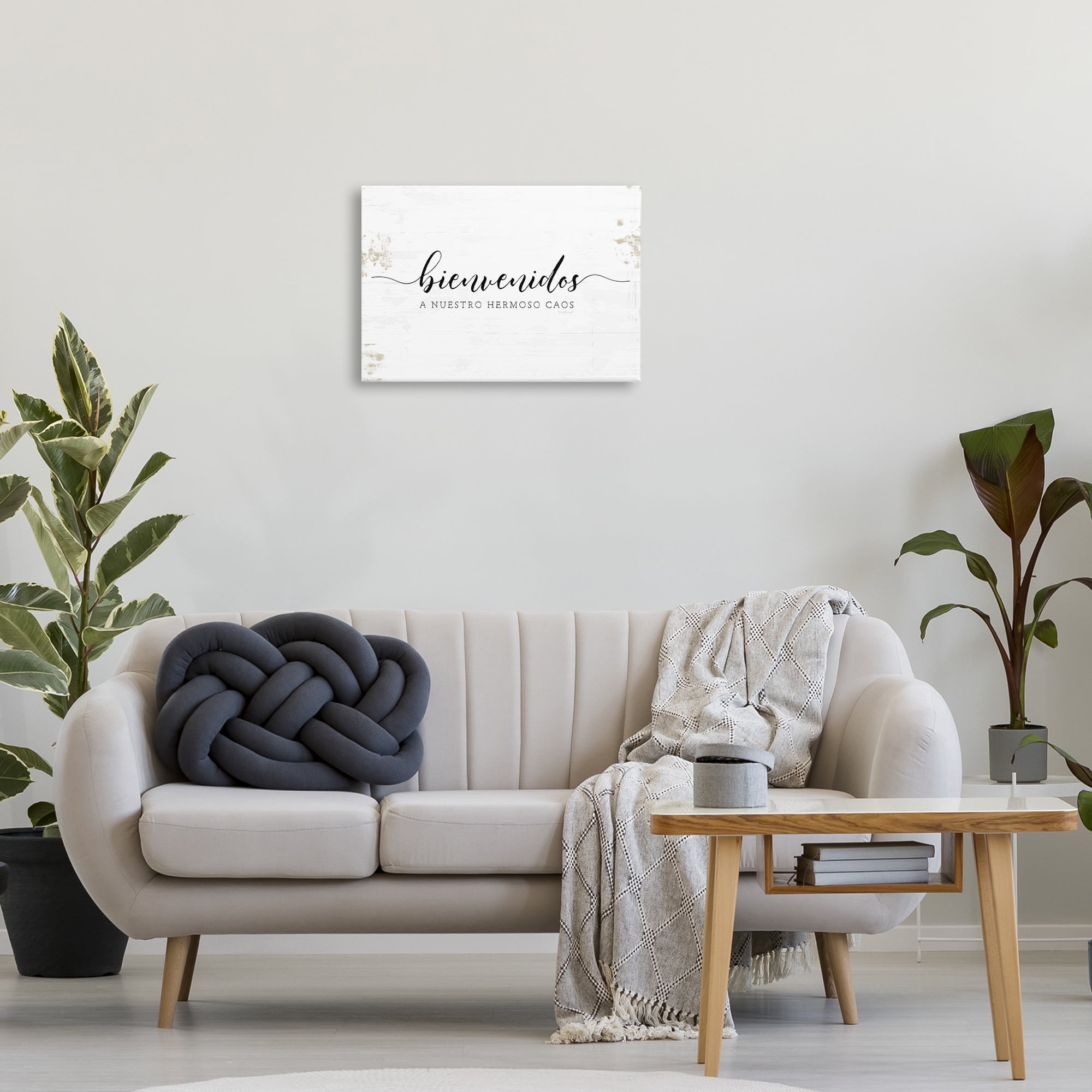 Stupell Industries Bienvenidos a Nuestro Hermoso Caos Inspirational Quotes & Sayings Painting Wrapped Canvas Art Print Wall Art, 24 x 16