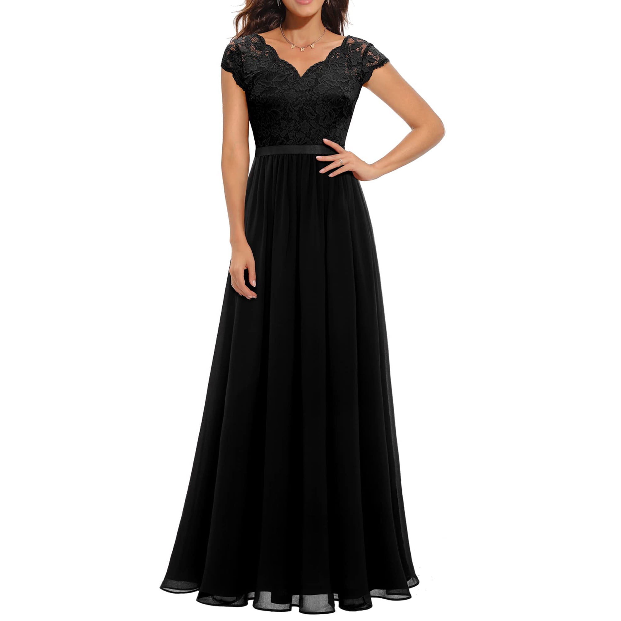 Wangscanis Women s Long Evening Dress Simple One Piece Clothes Black