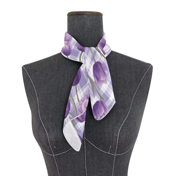 Square Scarf 24x24 Inch Lovely Lavender Tulip Flowers Silky Satin Sun Protection Neck Scarf for Women Multi-Purpose Head Wrap Bandana for Hair Bag Decoration