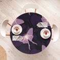 thumbnail image 4 of Ambesonne Jungle Boho Fitted Round Tablecloth, Butterfly Modern Exotic, 36"- 40" Diameter, Pale Lilac Dark Purple, 4 of 5