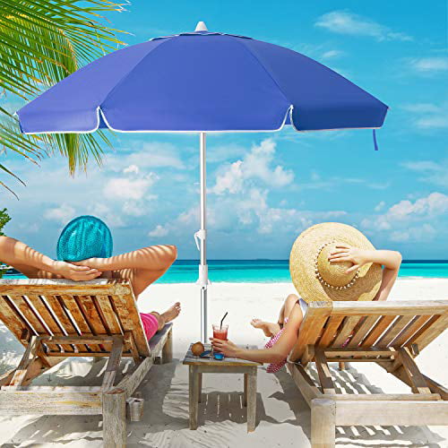 MEWAY 6.5ft Beach Umbrella with Sand Anchor & Tilt Mechanism Portable UV 50+ 