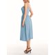 thumbnail image 2 of Vestido midi casual de verano para mujer, sin mangas, sin espalda, vestido de una línea de moda con bolsillos laterales de corte bajo,Light Blue,M, 2 of 6