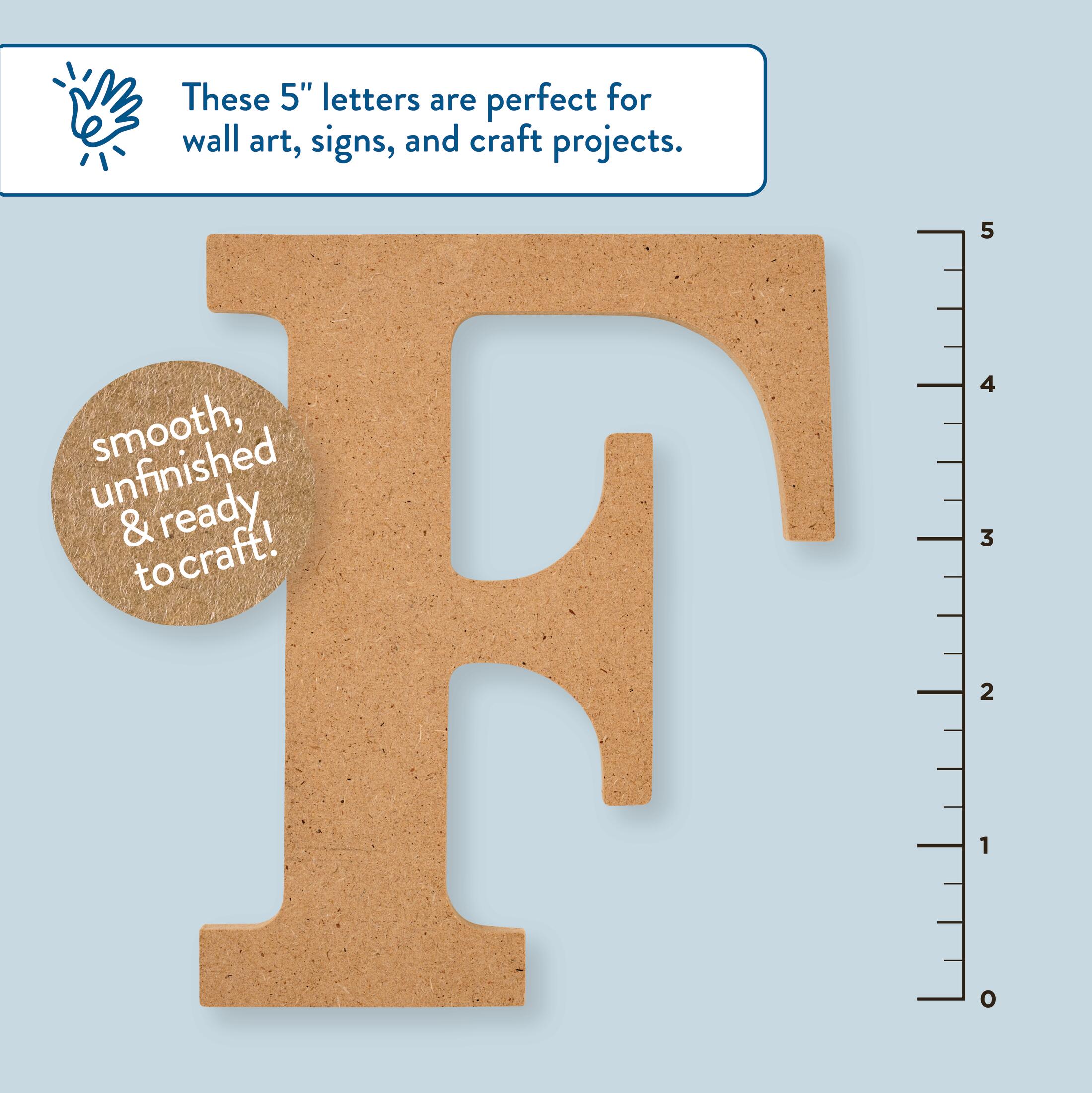 Plaid Unfinished Wood MDF 5" Letter for DIY Arts and Crafts, F