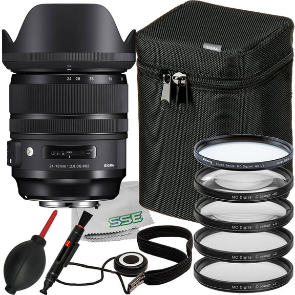 Ultimaxx Essential Accessory Bundle   Sigma 24-70mm f/2.8 DG OS HSM Art Lens for Canon EF   Manufacturer Accessories, Protective Multi-Coated UV Filter & More (14pc Bundle)