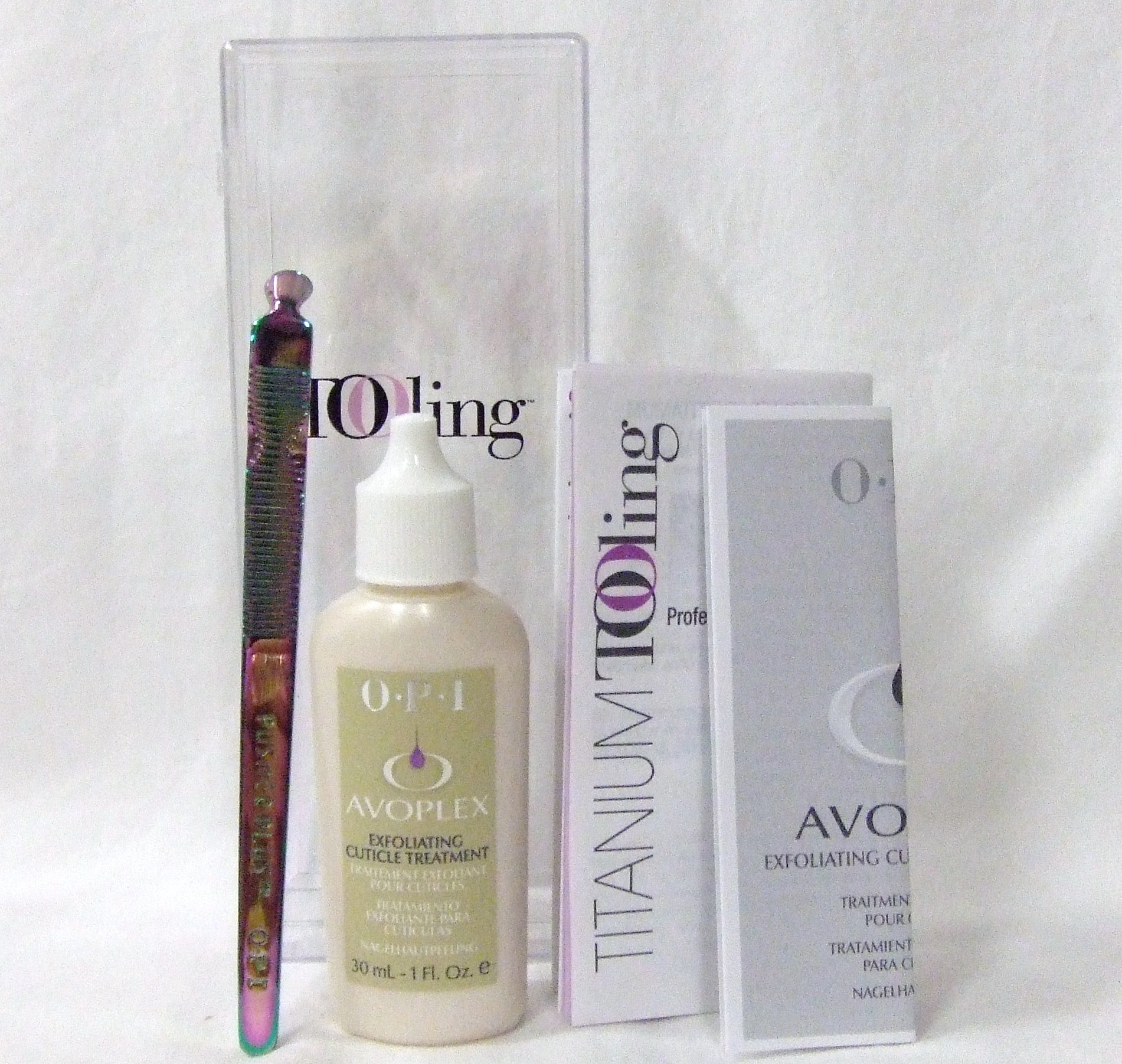 OPI Nail Cuticle Pusher Plus + Avoplex Cuticle Exfoliating 1oz