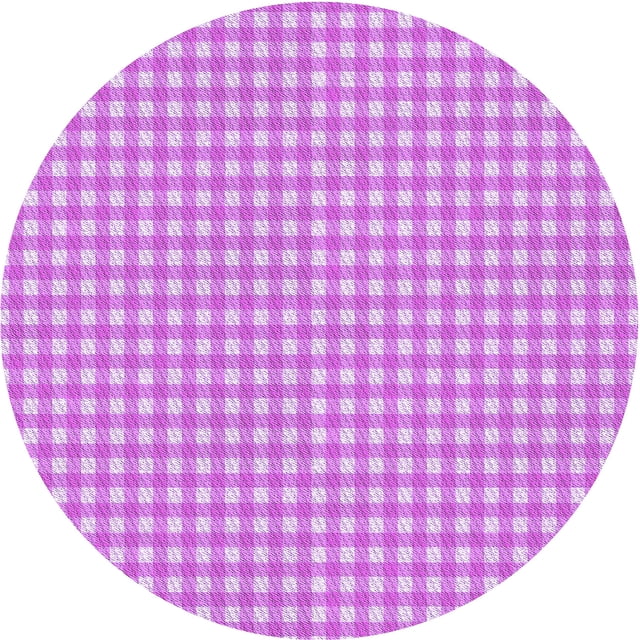 Ahgly Company Machine Washable Indoor Round Transitional Bright Neon Pink Purple Area Rugs, 3' Round