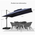 thumbnail image 3 of PURPLE LEAF Outdoor Cantilever Umbrellas with Base Square Large Patio Umbrella Offset Umbrella with 360°Rotation Tilting And Hanging Double Top, 12FT, Navy Blue, 3 of 10