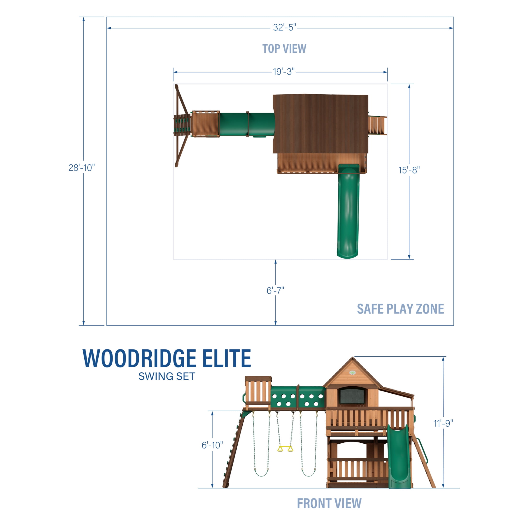 Backyard Discovery Woodridge Elite Cedar Wood Swing Set, Slide, Clubhouse, Crawl Tunnel