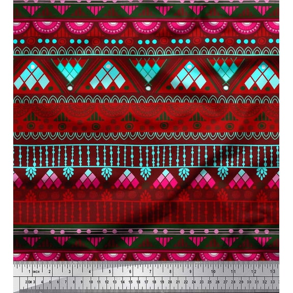 Soimoi Cotton Cambric Fabric Geometric & Semi Mandala Decorative Print Fabric by The Yard 56 Inch Wide