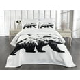 thumbnail image 3 of Ambesonne Bear Quilted Bedspread Set 3 Pcs, Wildlife Mammal Silhouette, Queen Size, Black White, 3 of 5