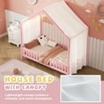 thumbnail image 5 of Harper & Bright Designs Montessori Floor Bed with Canopy and Roof, Twin Wood House Shape Bed Frame with Railings for Girls Boys Bedroom, Pink, 5 of 12