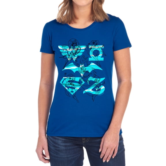 DC Superhero Girls Line Art Group Women's T Shirt, Royal, X-Large