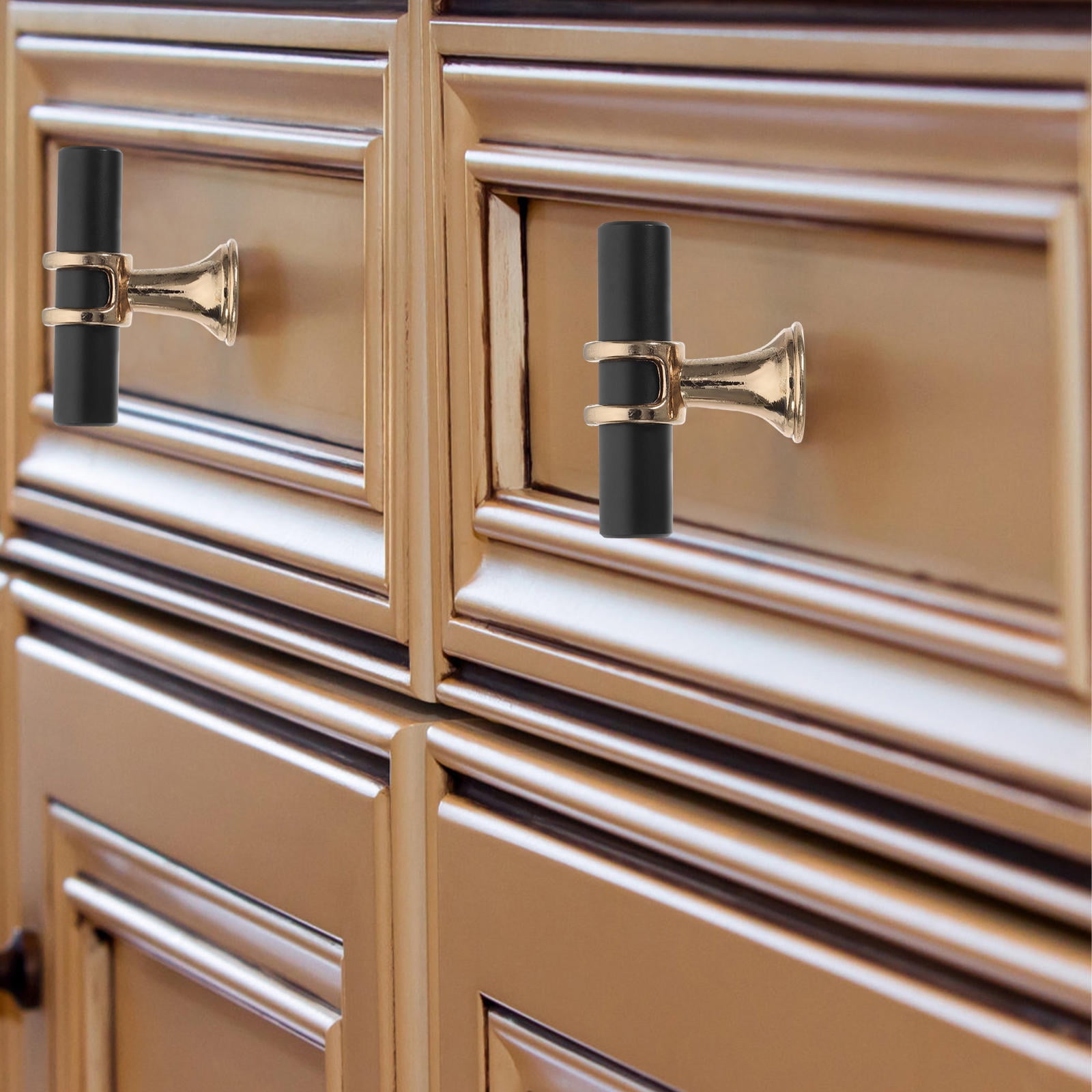 WEAVILUX kitchen cabinet knobs 10pcs Zinc Alloy Pulls Black Furniture Handle