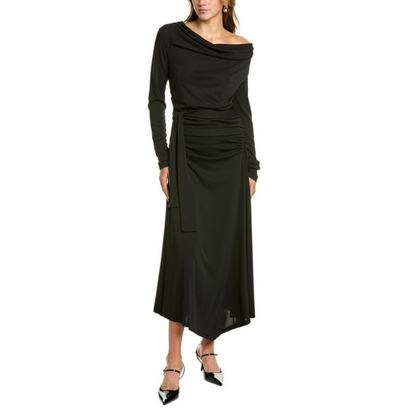 Nicholas womens  Elysia Scarf Cowl Neck Midi Dress, 0, Black