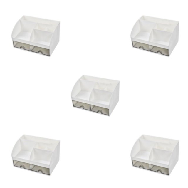 relayinert Makeup Organizer Open Wide Application Fluent Line Sundries Makeup Products Storage Box Desktop White 5Set