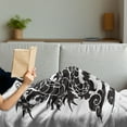 thumbnail image 3 of Dragon Soft Flannel Fleece Blanket, Cultural Artwork of a Chinese Dragon Silhouette on a Plain Background, Cozy Plush for Indoor and Outdoor Use, 70" x 90", Charcoal Grey and White, by Ambesonne, 3 of 5