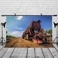 thumbnail image 2 of ABPHOTO Polyester 7x5ft Vintage Train Backdrop Blue Sky White Clouds Retro Jet Train Photography Background and Studio Photography Backdrop Props, 2 of 5