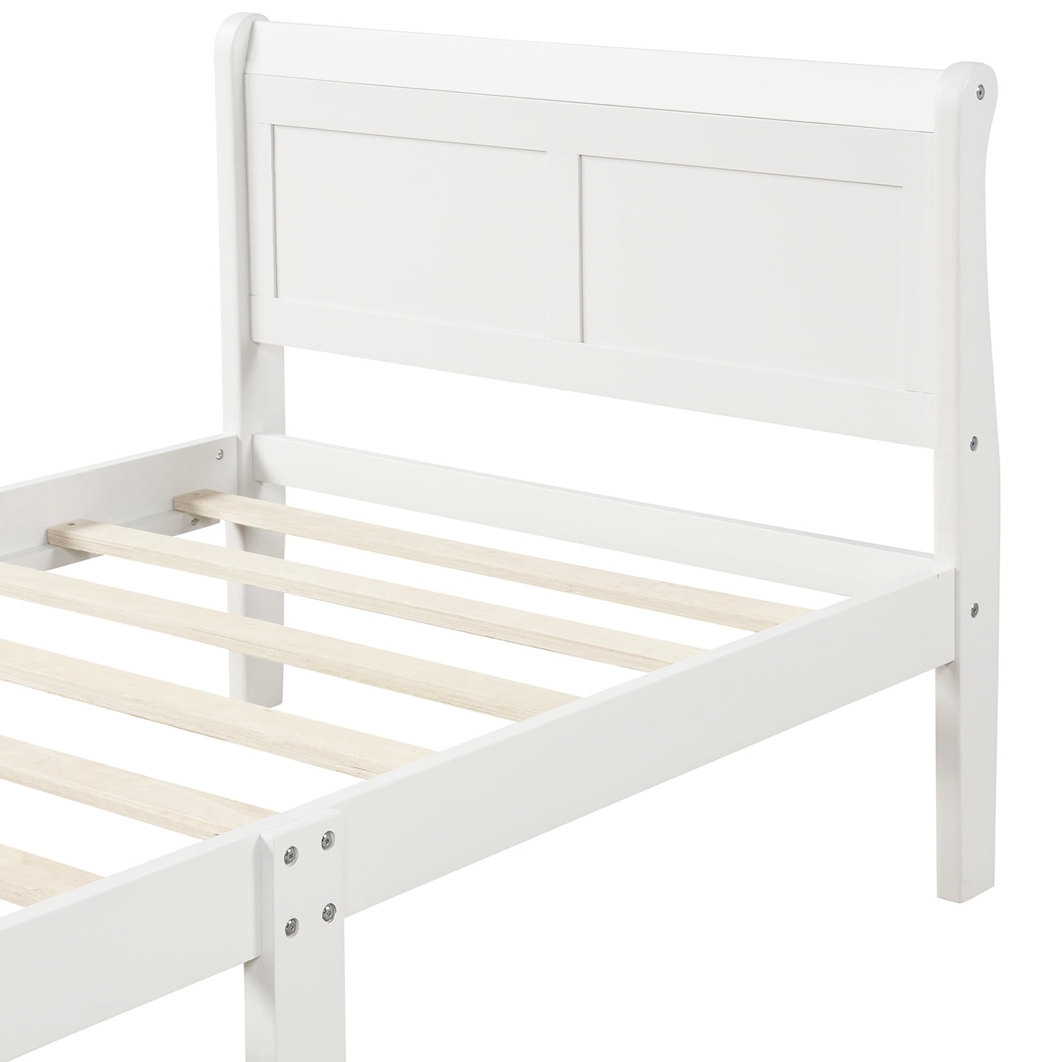 Holaki Wood Twin Size Bed with Headboard & Footboard for Kids, White