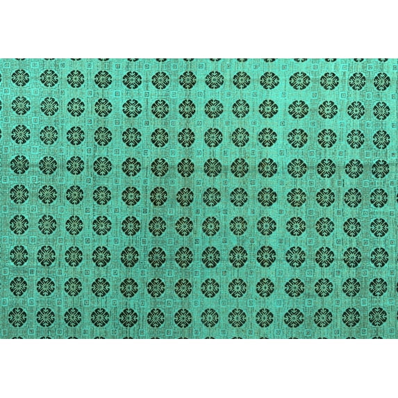Ahgly Company Indoor Rectangle Abstract Turquoise Blue Modern Area Rugs, 7' x 9'