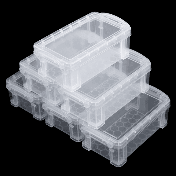 6 Pcs Clear Mini Plastic Boxes, Small Containers with Locking Lids, Multipurpose Cases for Crafts, Stationery, Jewelry, Sewing, Accessories Organizers