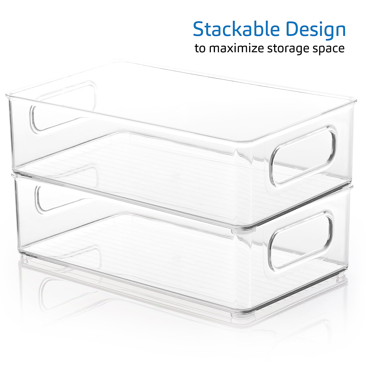 EatEx 1 Pack Clear Plastic Bathroom Vanity Storage Bin with Handles - Container Organizer for Soaps, Shampoos, Conditioners, Cosmetics, Hand Towels, Hair Brush, Body Spray, Lotion & More