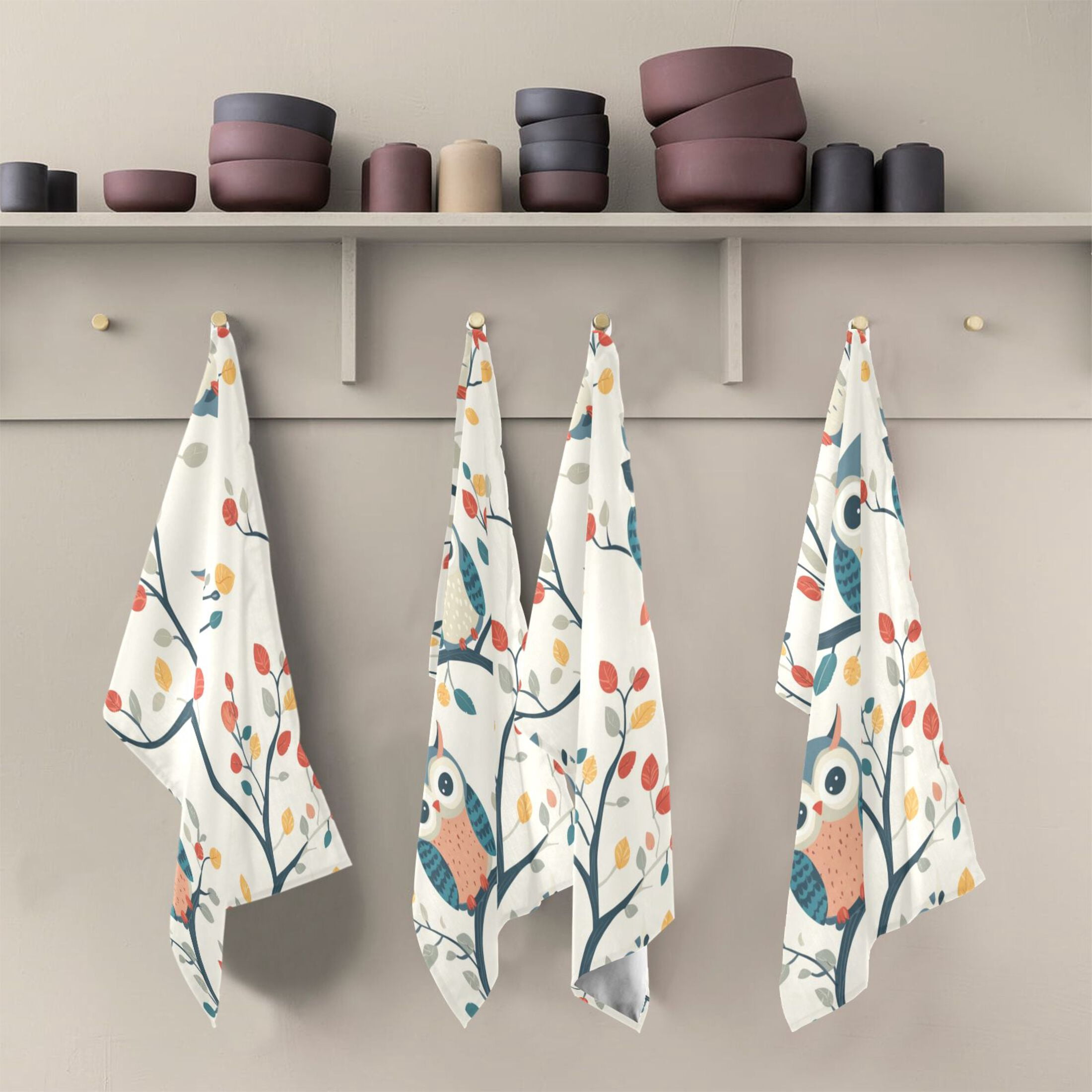 Kitchen Towel 28x18 Inches x6，Plate Towel, Decorative Towel, Napkin, Tea Towel Tea Towels For Kitchen Dish Cloths & Dish Towels Colorful Cartoon Owl