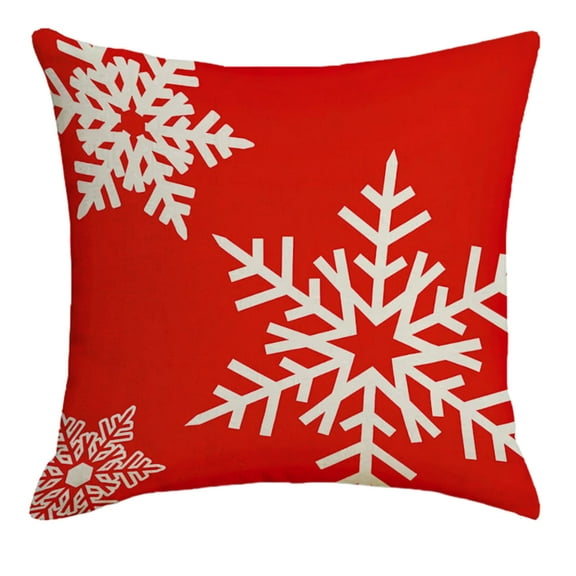 Luoshdecor Christmas Pillow Cover，Vintage Red White Plush Xmas Theme Decorative Throw Pillow Cases for Home and Living Room Winter Bed Decor 18x18 in