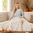 thumbnail image 4 of Halloween Spooky Embroidered Throw Blanket Soft Warm Couch Bedroom Fall Home Decor Holiday Gift(27.6"*39.4",Ghost), 4 of 6