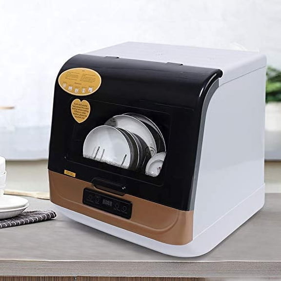 Portable Countertop Dishwasher, 4 Programs, 30-50 minutes Washing Time, High-Temp&Air-Dry Function, 1200W Dishwasher for Apartments&RVs (Gold)