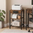 thumbnail image 2 of JIOABL 3-Tier Side Table with USB & AC Charging Station, Adjustable Shelves, Multi-Use for Living Room & Bedroom, Rustic Brown, 2 of 8