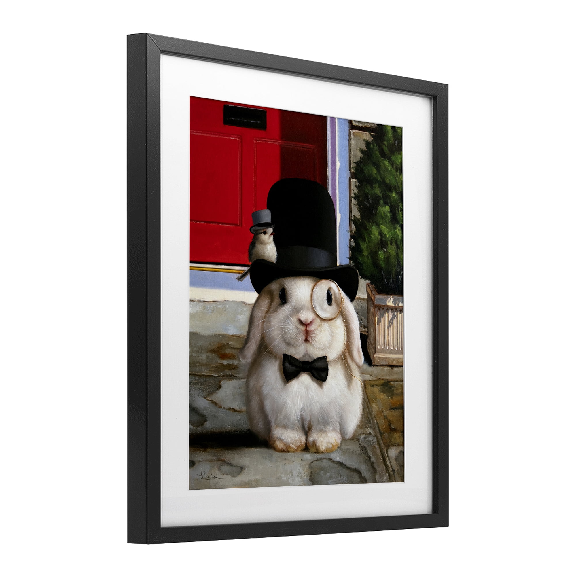 Stupell Industries Lord Bunbury Rabbit Black Framed Print Under Glass, design by Lucia Heffernan