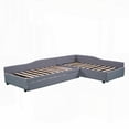 thumbnail image 4 of Twin Size Plywood Platform Bed with Trundle and Drawer, Gray, No Box Spring, Stable for Guest Room, 4 of 18