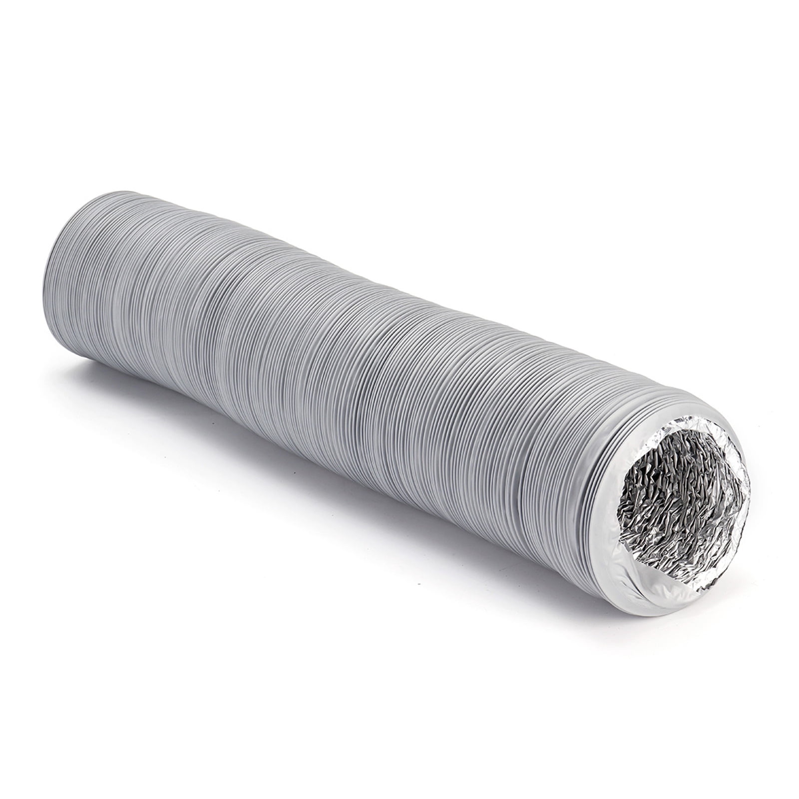 Gray 4 Inch 10ft Dryer Vent Hose Flexible Insulated Air Ducting PVC Aluminum Foil for HVAC Ventilation