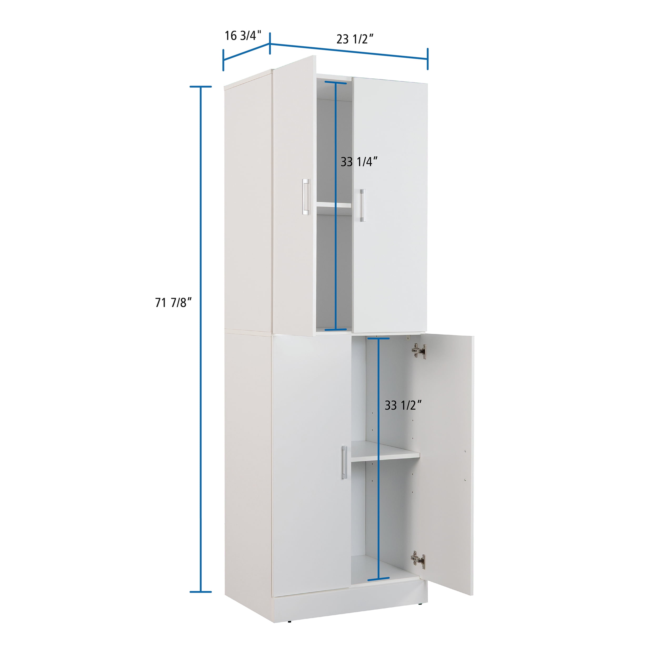 Mainstays 72" 4-Door Pantry Cabinet, White Finish