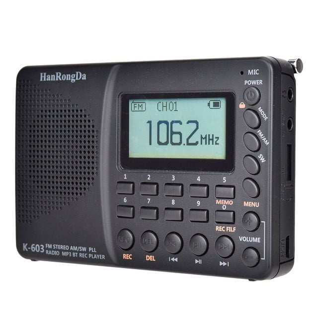 HRD 603 Radio Portátil USB Digital Display Música de Carga Am SW Band Full Band Radio