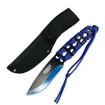 Defender-Xtreme 10" Black Blue Blade With Blue Nylon Cord Wrapped Handle Hunting Knife With Sheath