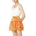 thumbnail image 5 of INSPIRE CHIC Women's Floral Tiered Ruffle Skirts Cute Summer Flowy Chiffon Mini Skirt XL Orange, 5 of 8
